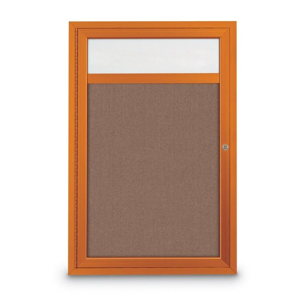 Slim Enclosed Corkboard, 30"x30", Satin Alum Frame/Rubber